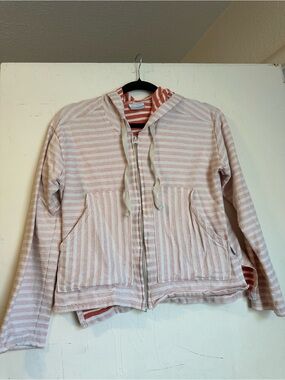 Columbia Striped Hoodie in Coral and Cream